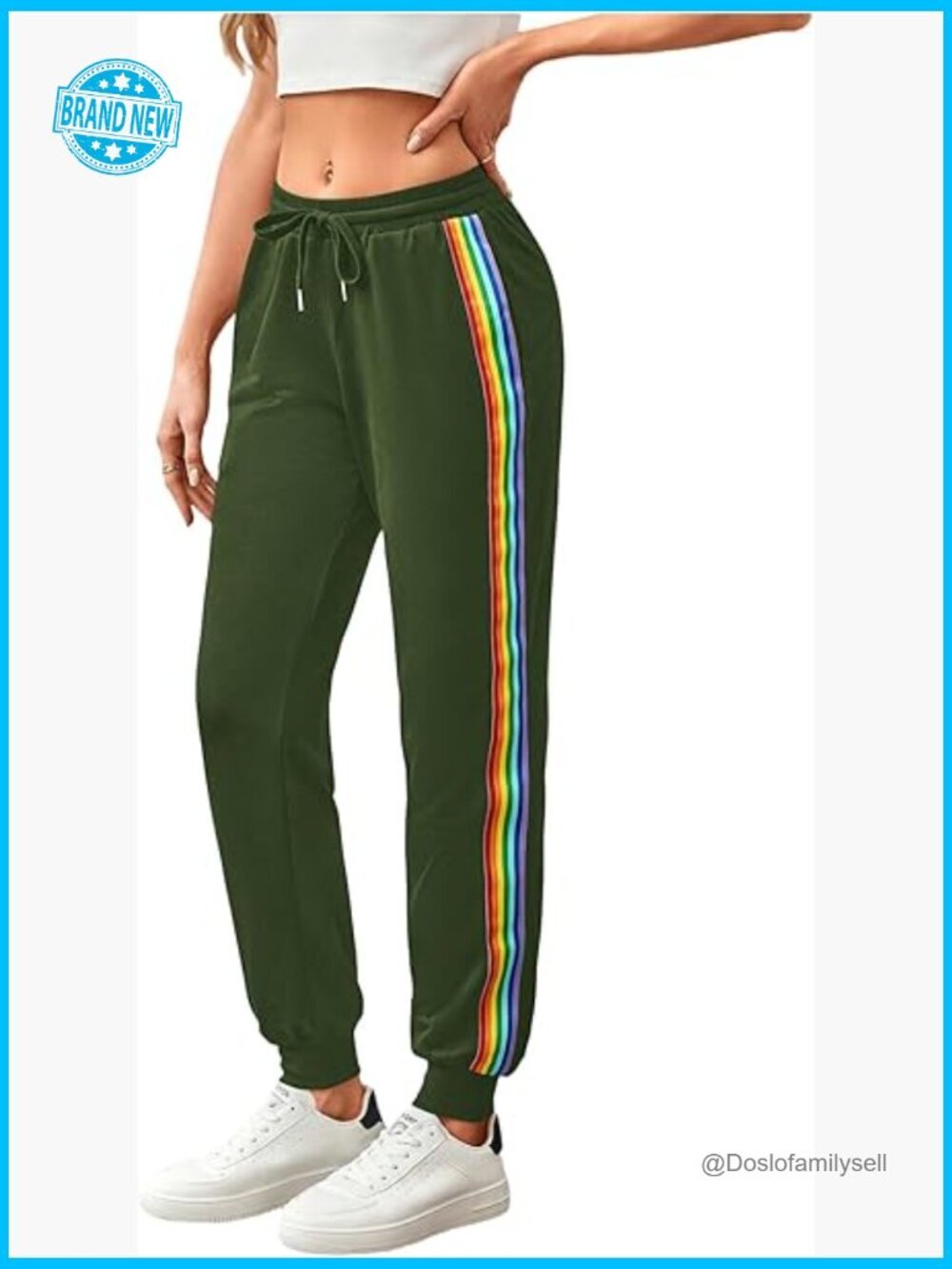 Drawstring Waist Striped Side Jogger Sweatpants with Pocket Comfort Regular Fit